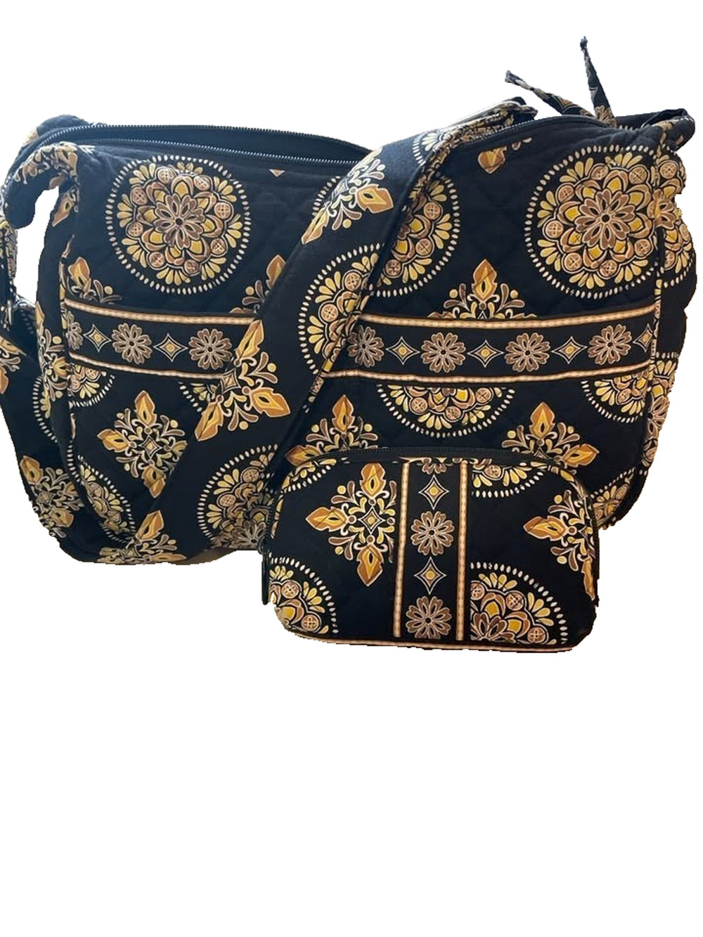 Vera Bradley Stephanie Dawn Quilted Shoulder Bag & Matching Cosmetic Pouch Black